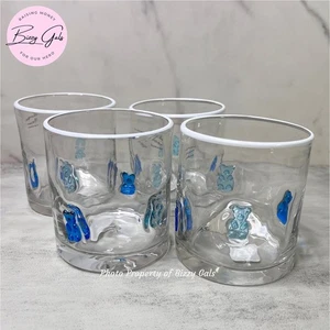 NUOVO 4 Anthropologie Dupe orsi gommosi icona charm intarsio succo whisky bicchiere set - Foto 1 di 7