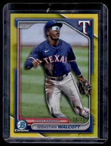2024 Bowman Draft Chrome Yellow Refractor Sebastian Walcott 36/75 Texas Rangers - Bild 1 von 2