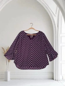 Top donna 41 biancospino taglia XXL cravatta collo boho floreale manica a campana leggero - Foto 1 di 22