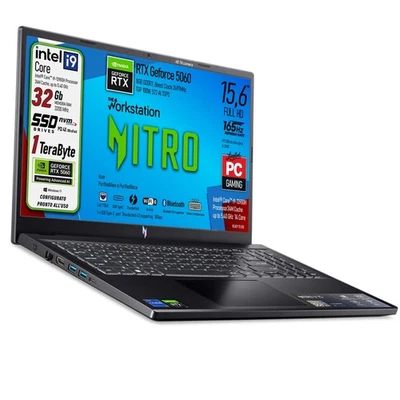 Acer Nitro Notebook,  Intel i9 13900H 5.40 GHz, RAM 32 Gb, SSD 1Tb RTX 5060, W11 - Immagine 1 di 4