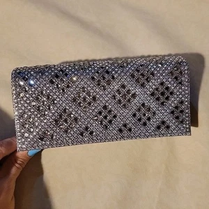 D'margeaux Clutch Purse Crossbody Evening Silver Crystal Glitter Party Prom NWT - Picture 1 of 10
