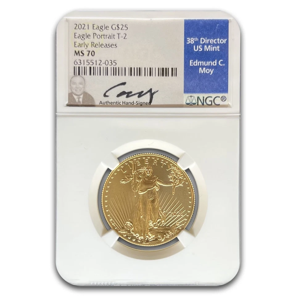 2021 1/2 oz American Gold Eagle (Type 2) MS-70 NGC (ER, Moy) - Image 1 of 3