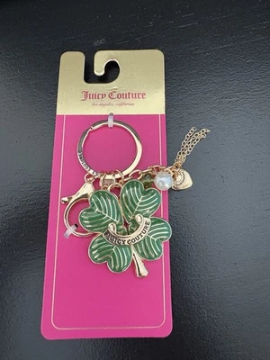 Raro Juicy Couture Verde Suerte 4 Hojas Trébol Llavero Anillo Llavero Bolso Dije Nuevo con Etiquetas Foto 1 de 2