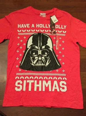 Camiseta Roja Star Wars Mad Engine Divertida Navidad Darth Vader Holly Jolly Sithmas  Foto 1 de 3