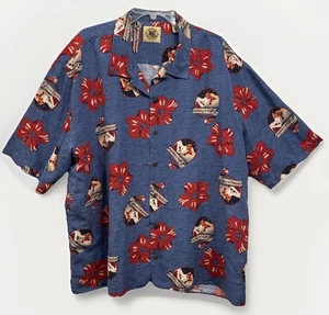 Pussers West Indies 100% Silk Santa In Paradise Hawaiian Shirt Men’s Size XL - Picture 1 of 10