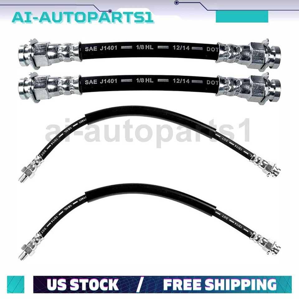4pcs Front Rear Left & Right Brake Hydraulic Hose Kit For 1946-1958 Jeep Willys - Image 1 of 4