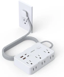 Tira de alimentación protectora contra sobretensiones cable de 5 pies, cable de extensión con 6 tomas 4 puertos USB - Imagen 1 de 7
