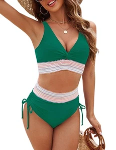Womens High Waist Bikinis Set Tummy Control Swimsuits Two Piece Bathing Swimm... - Picture 1 of 7