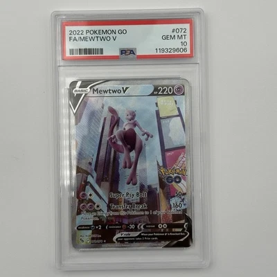 Mewtwo V 072/078 PSA 10 Gem Mint Pokemon Go Full Art Pokemon Card - Image 1 of 2