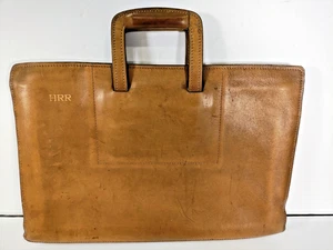 Vintage Schlesinger Brothers hellbraun 17"x11,5" 100% Leder Aktentasche Laptoptasche - Bild 1 von 8