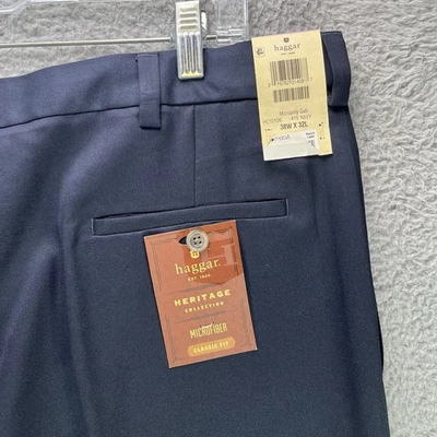 Pantalones Haggar Para Hombre 38x32 Azul Colección Heritage Microfibra Calce Clásico Nuevos con Etiquetas Foto 1 de 4