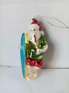 Mundgeblasenes Glas Weihnachten Surfen Urlaub Santa Weihnachtsschmuck Weihnachtsdekoration 6" - Bild 1 von 5