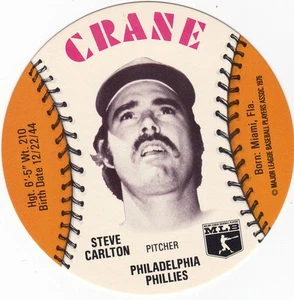 1976 CRANE DISK DISC STEVE CARLTON PHILADELPHIA PHILLIES - Picture 1 of 2