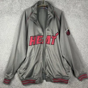 Majestic Miami Heat Logo Gray Varsity Jacket Mens 3XL NBA Red Embroidered *FLAW - Picture 1 of 7