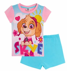 Girls Paw Patrol Pyjamas Skye Shortie Pjs Set Nightwear T-Shirt + Shorts Outfit - Picture 1 of 12