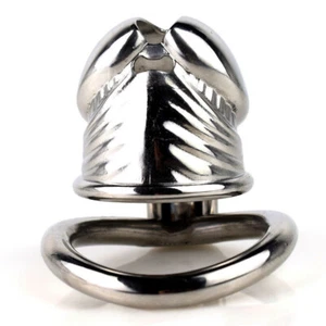 New Male Stainless Steel Chastity Device Locking Belt Short Metal Chastity Cage - Picture 1 of 10