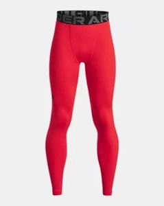 UNDER ARMOUR Boy’s YOUTH XL Fitted COLDGEAR Leggings Brand New Red 1366374 - Picture 1 of 5