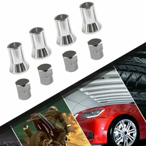 24PCS TR413 Chrome Car Tire Wheel Tyre Valve Stem Hex Cap W/ Sleeve Cover Kits - Foto 1 di 11