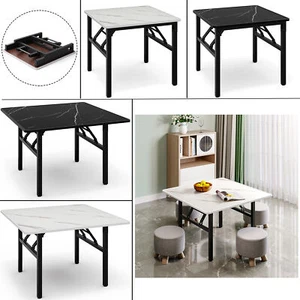 60/80cm Square Coffee Tea Table Marble Effect Folding Side Table Home Furniture - Picture 1 of 13