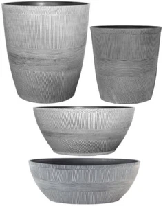 Ebony Grey SmallLarge Plant Pot Indoor Outdoor Garden Round Plastic Planter Bowl - Picture 1 of 5