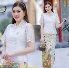 1 set Thai Traditional  Blouse Lace+Skirt Pateh Women Wedding Merit SizeM-4XL