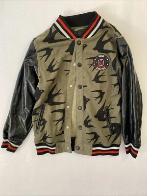 Coogi 10-12  YOUTH Varsity Jacket Athletics Faux Leather Sleeves Camouflage Camo - Image 1 of 4