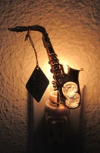 Night Light- SAXOPHONE- clear crystals- 24K gold plated - Picture 1 of 2