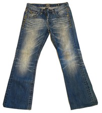 MEK DNM Los Angeles California Jeans Men's Blue Button Fly Faded Denim