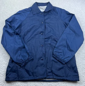 Vintage Sears Button Up Rain Jacket Mens S Blue Snaps Windbreaker Nylon - Picture 1 of 7