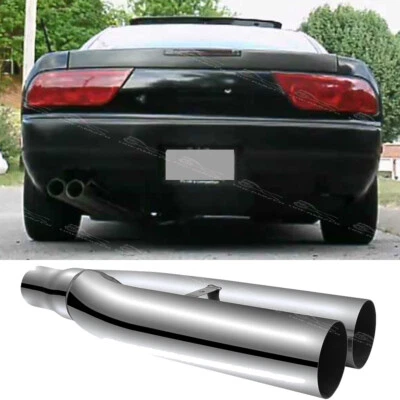 For Nissan 240SX 200SX 300ZX 2.5" In 3.5" Out 19" Dual Exhaust Tip Blast Pipe - Image 1 of 4