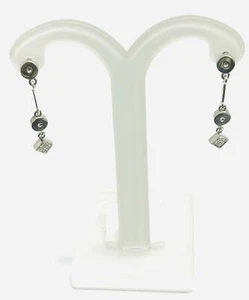 Orecchini Pendenti 0.04 Ct Diamanti In Oro Bianco 18 Kt - Imagen 1 de 10