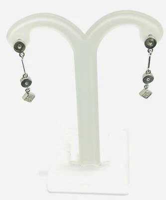 Orecchini Pendenti 0.04 Ct Diamanti In Oro Bianco 18 Kt - Immagine 1 di 4