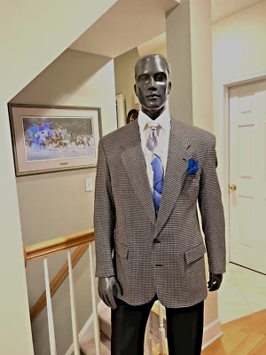 Abrigo deportivo de diseñador Tallia 42L para hombre con patrón de pata de gallo Foto 1 de 4