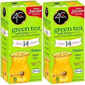 4C Totally Light Green Tea Iced Tea Mix Pitcher Packs Sugar Free - 2 Pack