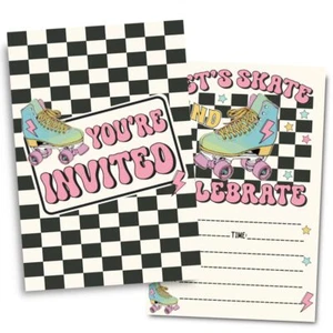 Groovy Roller Skate Birthday Party Invitations Skating Party Invitations Card... - Picture 1 of 7