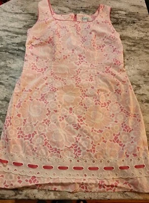 Lily Pulitzer Girls Size 12 Pink White Daisy Pleated Shift Dress Lined Back Zip  - Image 1 of 4