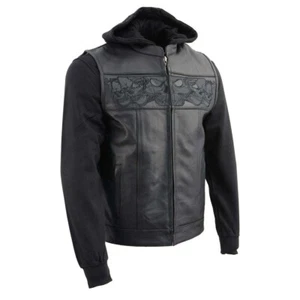 Chaleco de motocicleta Milwaukee Cuero 3563 para hombre calaveras reflectantes con capucha extraíble - Imagen 1 de 11