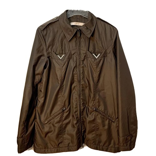 Valentino R.E.D. nuovo Giacca marrone con zip davanti e strass V’s taglia 8 media