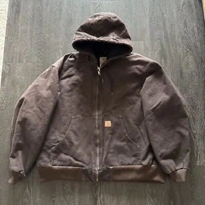 Vintage Carhartt J130 Duck Quilt Lined Hooded Canvas Jacket Dark Brown Mens Size 2XL - Bild 1 von 6