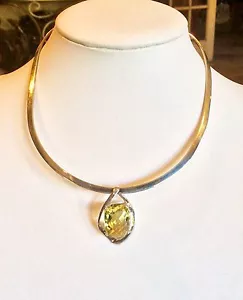 STERLINGSILBER 20,3 CT SCHACHBRETT ZITRONENQUARZ ANHÄNGER RET $625 WUNDERSCHÖN!! - Bild 1 von 11