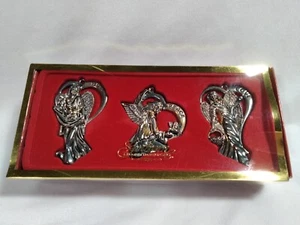 Christmas Angel PEACE LOVE HOPE Gorham Tree Ornaments Silver plated - Picture 1 of 4