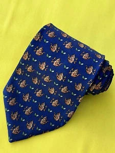 Authentic YSL YVES SAINT LAURENT Teapot Design On Blue 100% Silk Necktie Tie - Picture 1 of 12