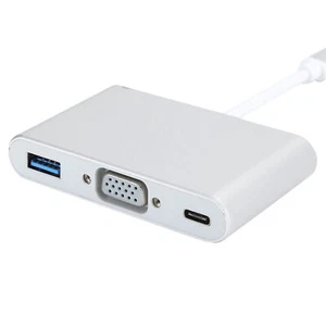 USB 3.1 Multiport Adapter TypeC To VGA Converter 3in1 Power Supply Adapter C Fit - Picture 1 of 16