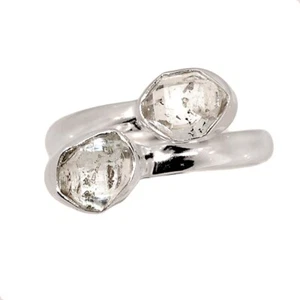 Natural Herkimer Diamond - USA 925 Sterling Silver Ring Jewelry s.7.5 CR72290 - Picture 1 of 1