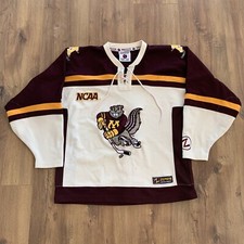 Vtg Minnesota Golden Gophers NCAA Ice Hockey Jersey Youth Size XL Goldy Blank