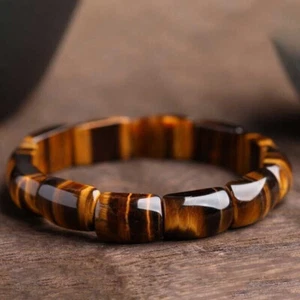 Natural Tiger's Eye Stone Bracelet Brown Gemstone Stretch bracelet for Men USA - Picture 1 of 3