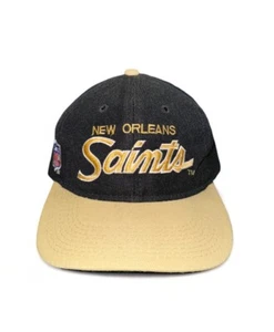 Vintage New Orleans Saints Sports Specialties doppellinige Schrift Druckknopflasche Mütze SAUBER - Bild 1 von 7