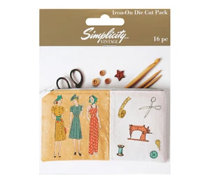 Simplicity Vintage Range Iron On Motifs Retro Pack of 16 - Picture 1 of 2