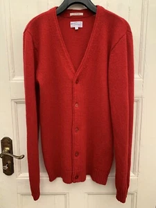 Vintage GANT RUGGER Mens Red “The Cardigan” Pure Wool V-Neck Cardigan S - Picture 1 of 8