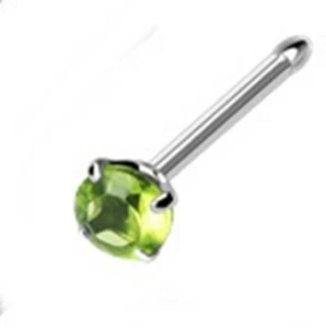 Nose Bone Ring Round Green 2.5mm Pronged Gem 20 Gauge 1/4" Steel - Picture 1 of 3